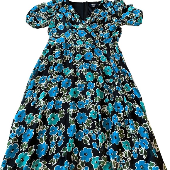 CHAPS Coquette Floral Dress 8 Puff Sleeve Y2K Cottagecore Soft Girl A-Line - Picture 1 of 8